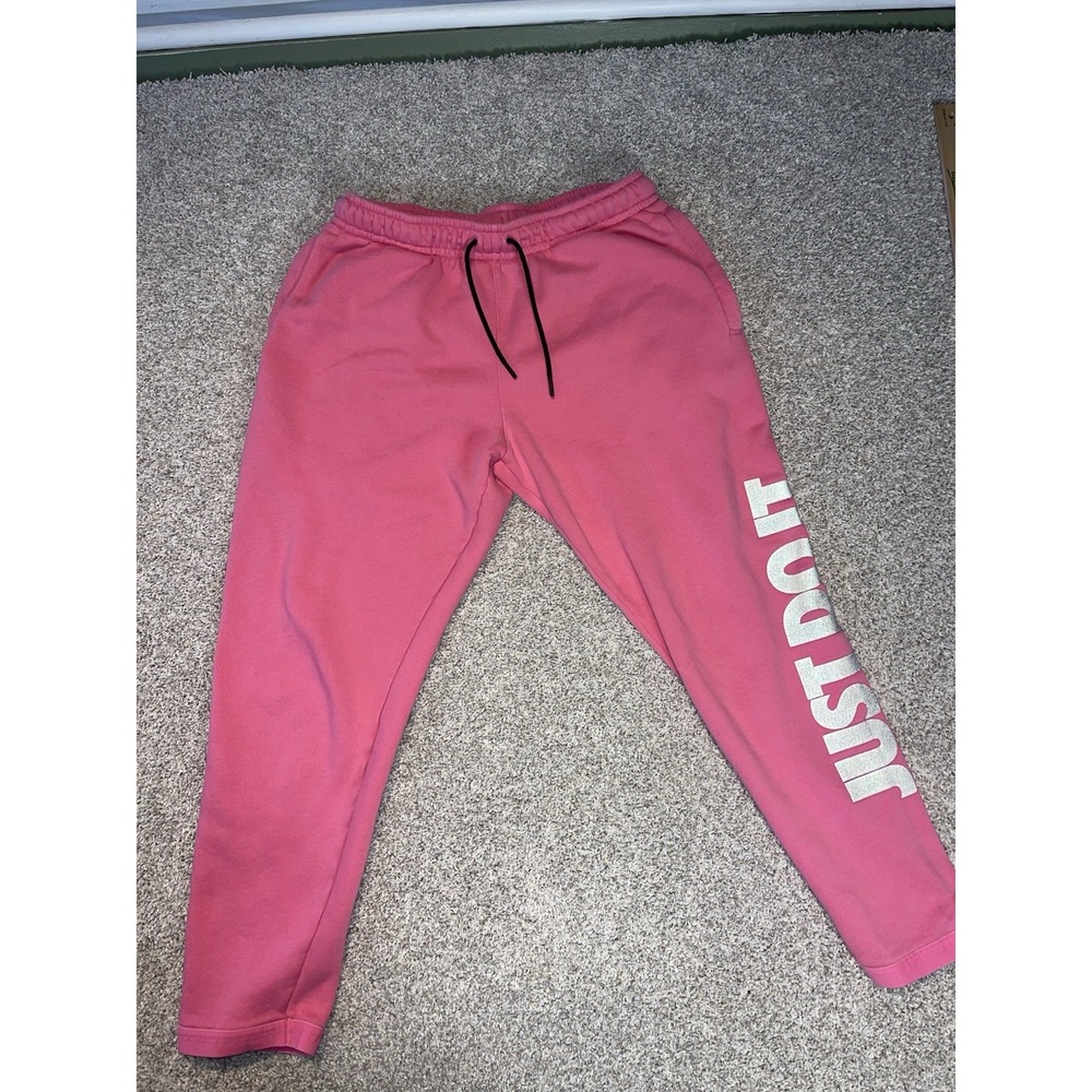 Nike Rare Reflective Pink Logo Just Do It Fleece Sweatpants Joggers Mens M